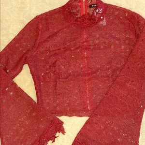 burgundy/red crochet crop top